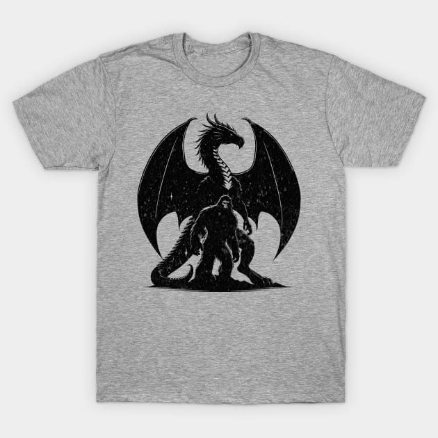 Bigfoot Sasquatch Year of The Dragon Pet Cryptid Legend Believer Silhouette T-Shirt by Lunatic Bear